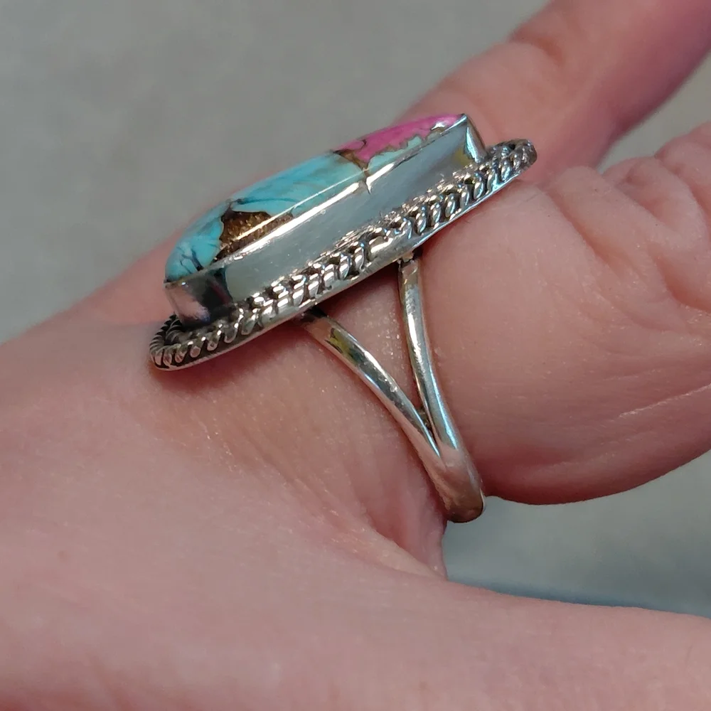 Cotton Candy Turquoise Sterling Silver Ring